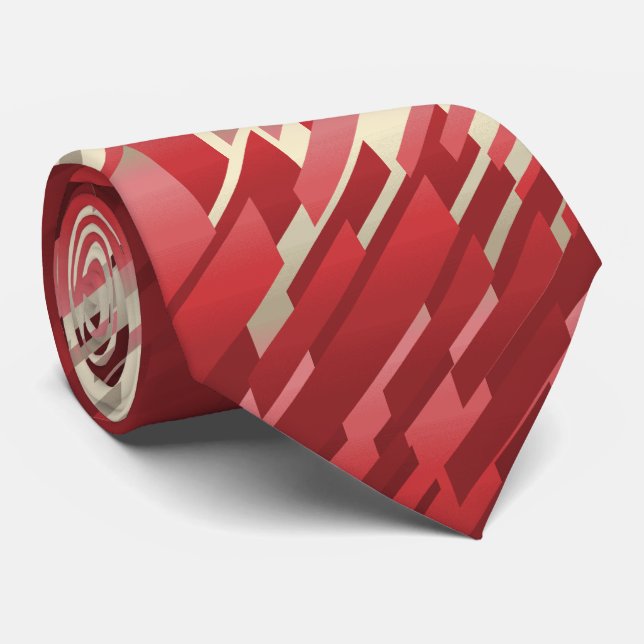 Crystal Prism Striped Spectrum Red Two-Sided Tie (Rolled)