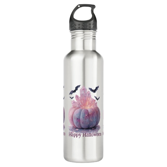 Crystal Pumpkin Happy Halloween Aesthetic 710 Ml Water Bottle (Front)