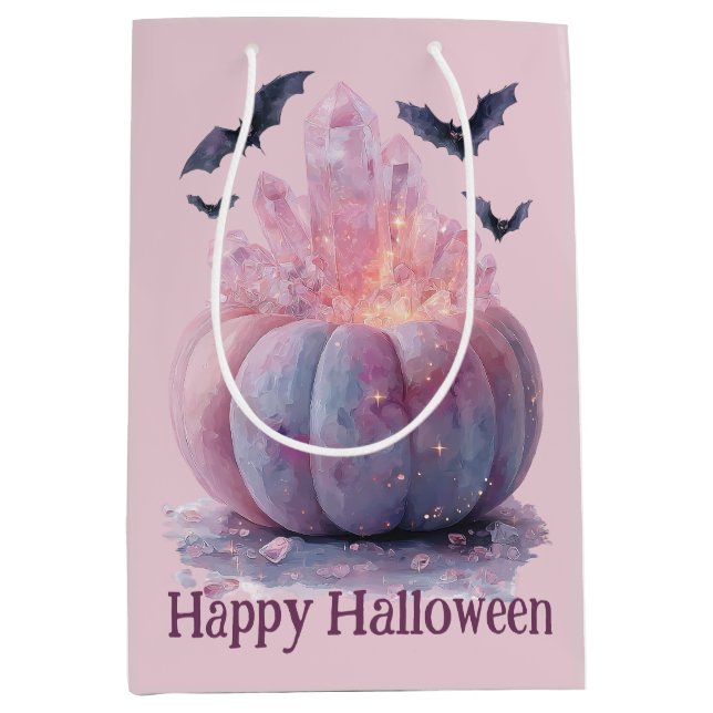 Crystal Pumpkin Happy Halloween Aesthetic Medium Gift Bag (Front)