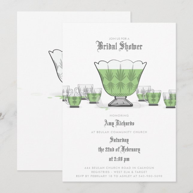 Crystal Punch Bowl Bridal Shower Invitation (Front/Back)