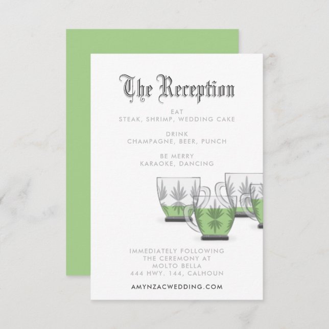Crystal Punch Bowl Reception Enclosure Card (Front/Back)
