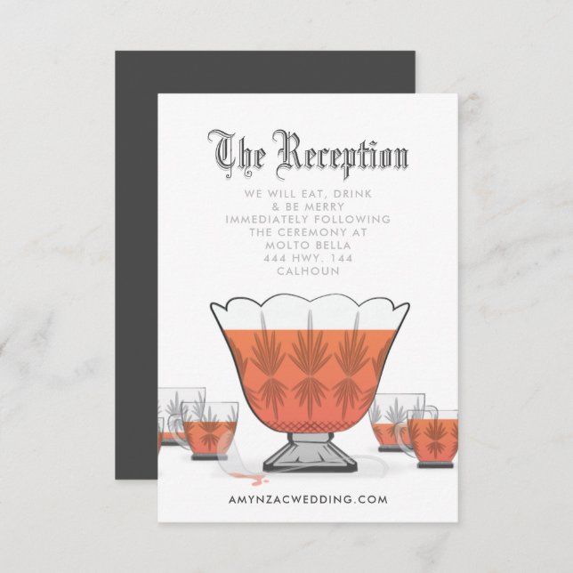 Crystal Punch Bowl Reception Enclosure Card (Front/Back)