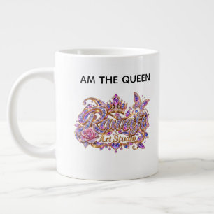 Crystal Queen Pink Floral Elegance Large Coffee Mug