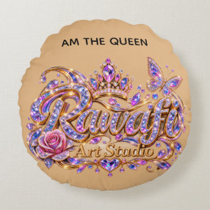 Crystal Queen Pink Floral Elegance Round Pillow