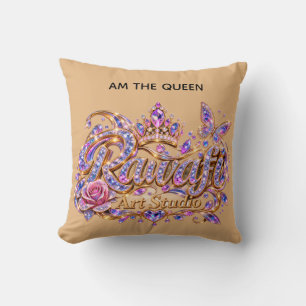 Crystal Queen Pink Floral Elegance Throw Pillow