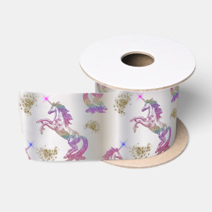 Crystal Rainbow Unicorns Satin Ribbon