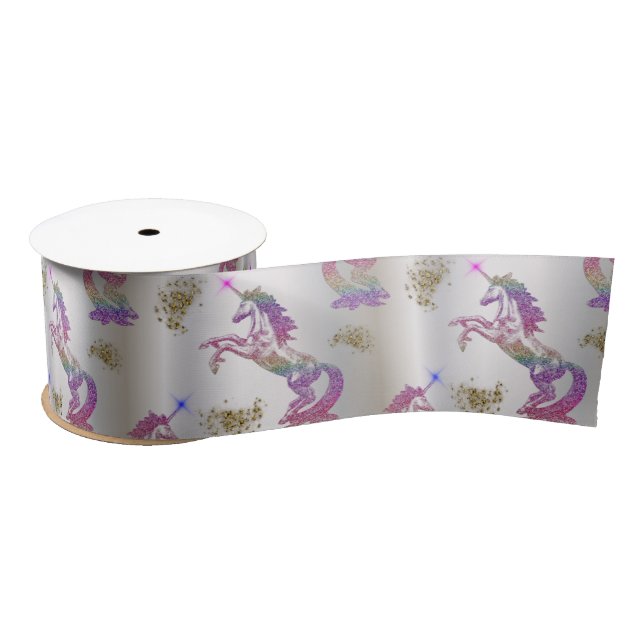 Crystal Rainbow Unicorns Satin Ribbon (Spool)