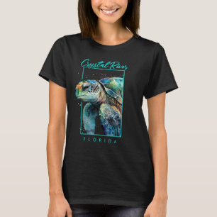 Crystal River Florida Watercolor Sea Turtle Portra T-Shirt