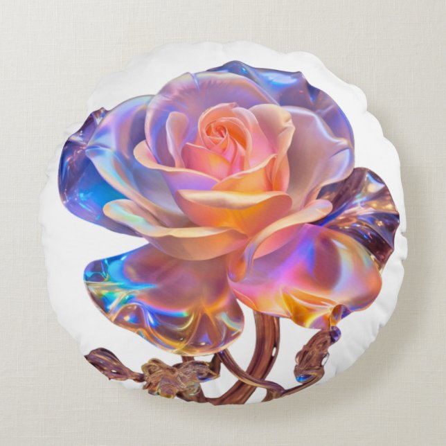 Crystal Rose Round Pillow (Front)