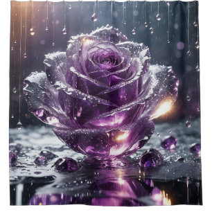 “Crystal Rose with Raindrops - Elegant Floral Art”