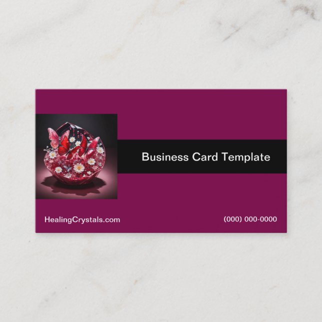 Crystal ruby basket of butterflies business card (Front)