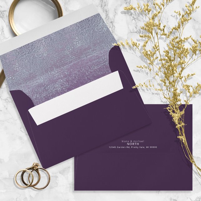 Crystal Shimmer Wedding Amethyst ID825 Envelope (Interior/Back In Situ)