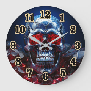 Crystal Skull with Ruby Red EyesClock Large Clock