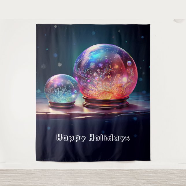 Crystal Snowballs Holiday Backdrop Tapestry (Front)