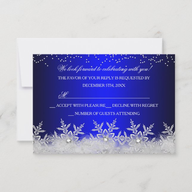 Crystal Snowflake Blue Christmas Party RSVP (Devant)