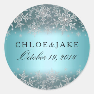 Crystal Snowflake Blue Winter Wedding Sticker