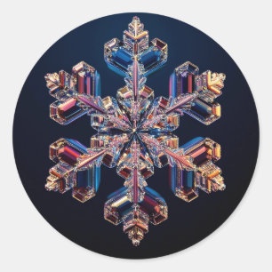 crystal snowflake design classic round sticker