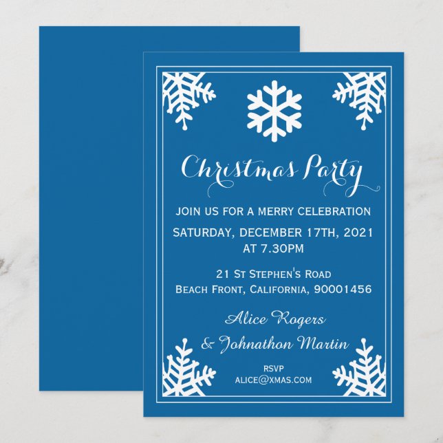 Crystal Snowflake Fête de Noël Invitation (Devant / Derrière)