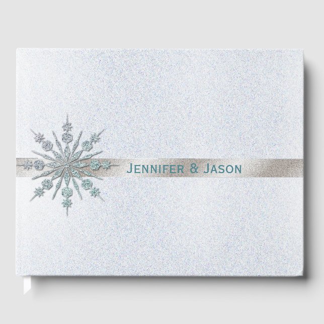 Crystal Snowflake Hiver Mariage Livre d'invités (Recto)
