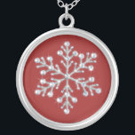 Crystal Snowflake Necklace (red)<br><div class="desc">Sparkling crystals and shimmering beads decorate the photo illustration on this necklace. It makes a beautiful memento for any girl in the wedding party.</div>