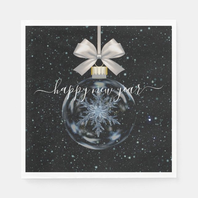 Crystal Snowflake New Year’s  Napkin (Front)
