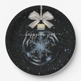Crystal Snowflake Ornament New Year’s Card  Paper Plate
