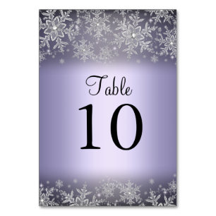 Crystal Snowflake Purple Winter Table Number Card