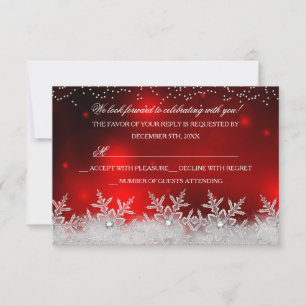 Crystal Snowflake Red Christmas Party RSVP