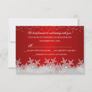 Crystal Snowflake Red Christmas Party RSVP