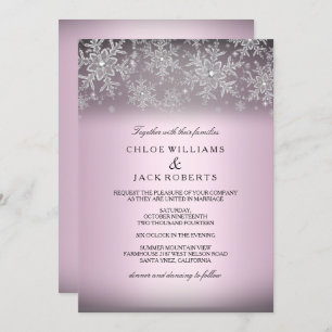 Crystal Snowflake rose hiver mariage Invitation