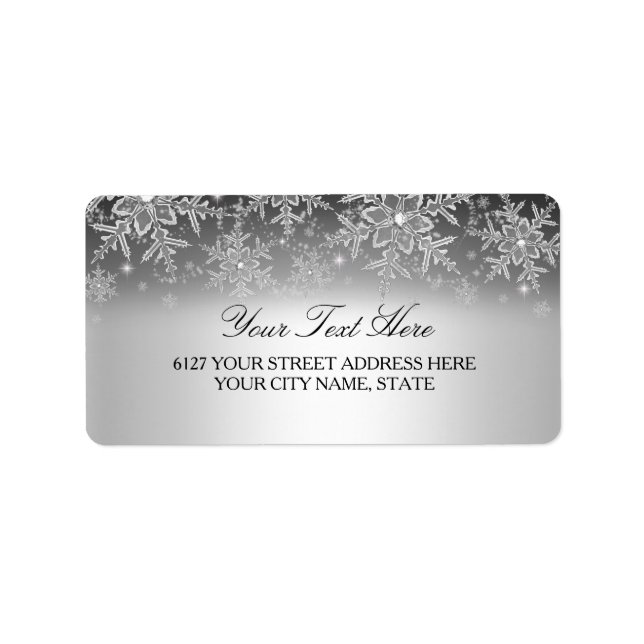 Crystal Snowflake Silver Winter Address Label (Front)