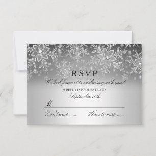 Crystal Snowflake Silver Winter RSVP Card