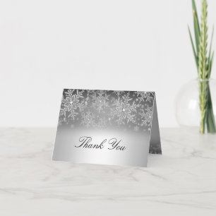 Crystal Snowflake Silver Winter Thank You Card