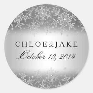 Crystal Snowflake Silver Winter Wedding Sticker