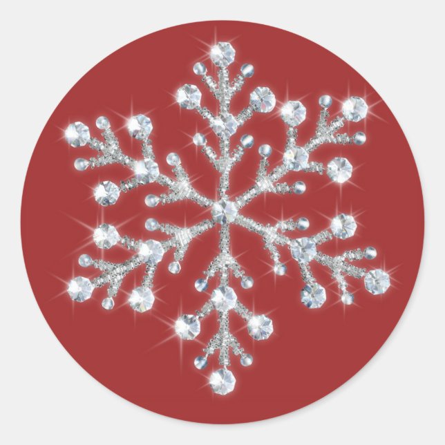 Crystal Snowflake Sticker (red) (Front)