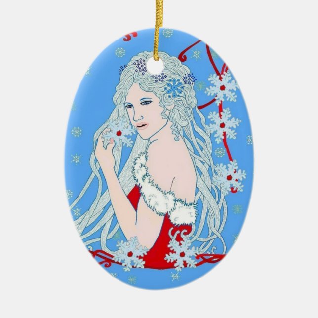Crystal Snowflakes Ceramic Ornament (Front)