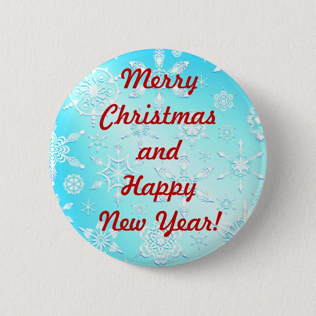 Crystal Snowflakes Pattern 2 Inch Round Button (Front)