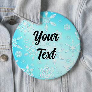 Crystal Snowflakes Pattern 6 Inch Round Button