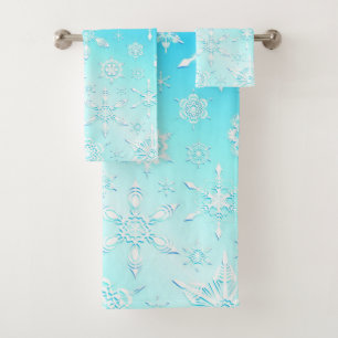 Crystal Snowflakes Pattern Bath Towel Set