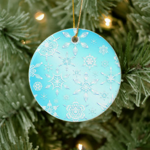 Crystal Snowflakes Pattern Ceramic Ornament