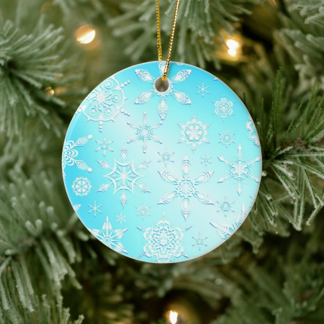 Crystal Snowflakes Pattern Ceramic Ornament (Tree)