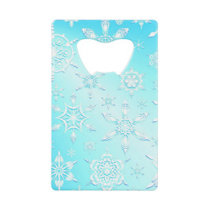 Crystal Snowflakes Pattern Credit Card Bottle Opener