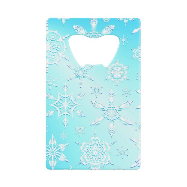 Crystal Snowflakes Pattern Credit Card Bottle Opener (Front)