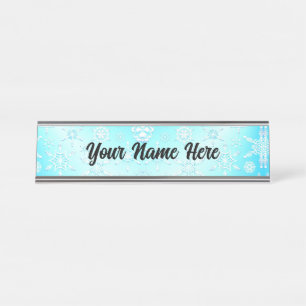 Crystal Snowflakes Pattern Desk Name Plate