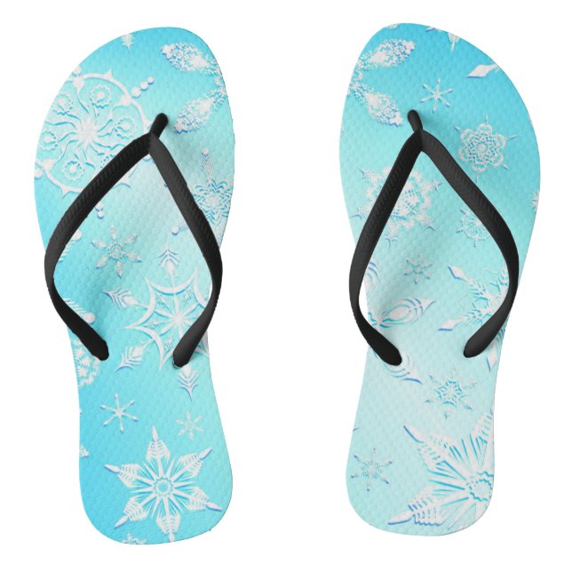 Crystal Snowflakes Pattern Flip Flops (Footbed)