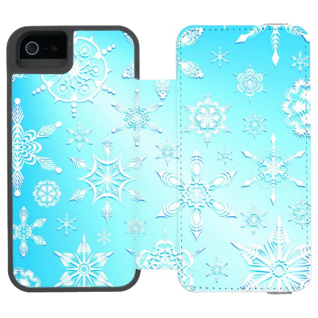 Crystal Snowflakes Pattern Incipio iPhone Wallet Case (Folio Open)