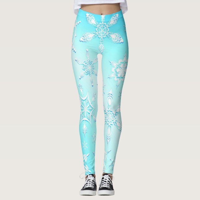 Crystal Snowflakes Pattern Leggings (Front)