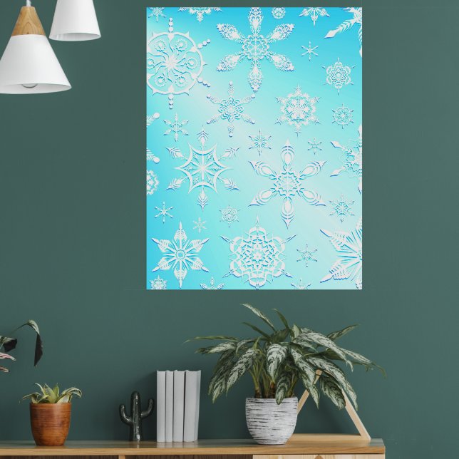 Crystal Snowflakes Pattern Poster (Living Room 1)