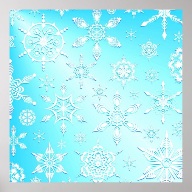 Crystal Snowflakes Pattern Poster (Front)