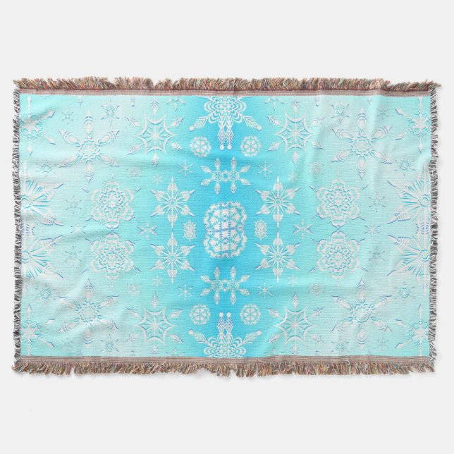 Crystal Snowflakes Pattern Throw Blanket (Front)